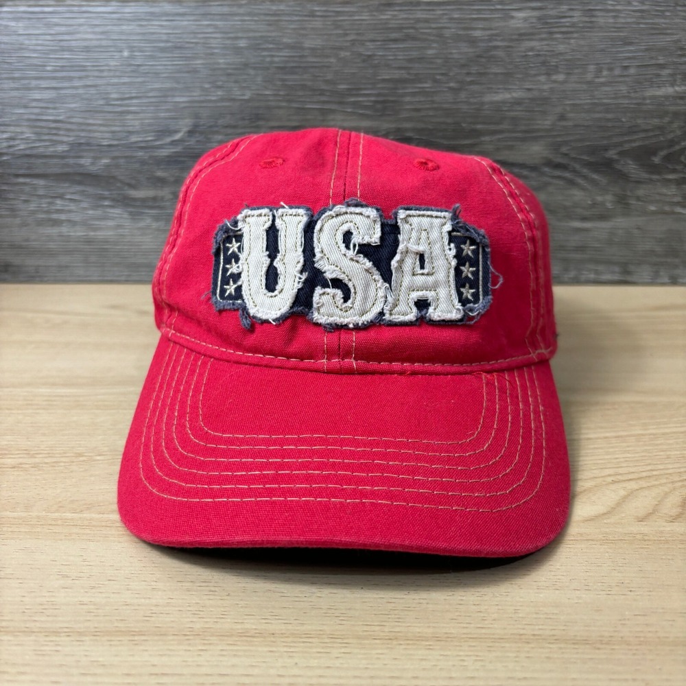 USA Hat Cap Strap Back Red Blue Baseball Adjustable